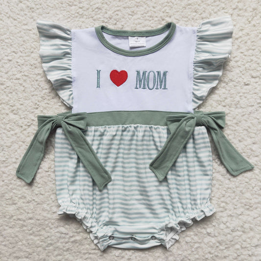 Green I LOVE MOM green summer romper      SR0237