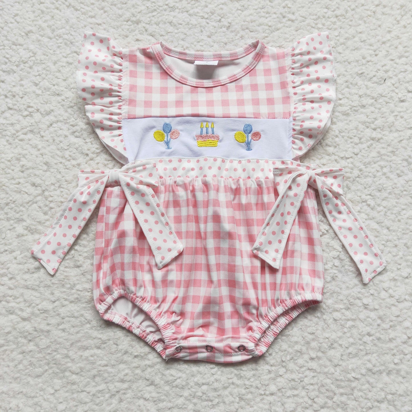 Baby girls happy birthday design summer romper      SR0269