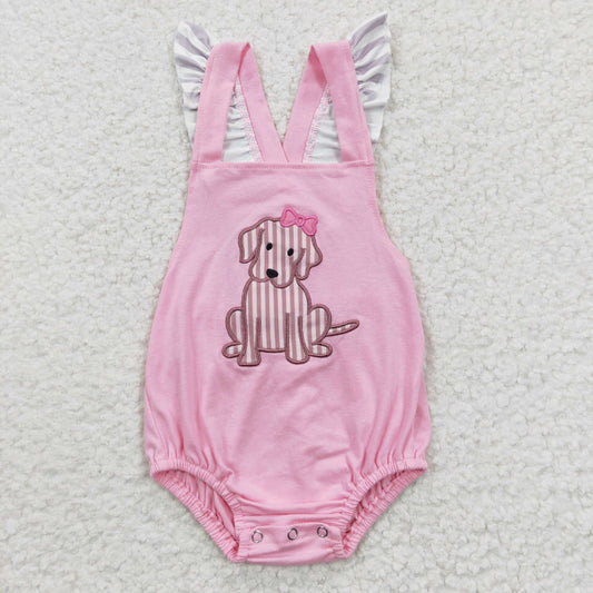 Baby girls pink dog summer romper      SR0303