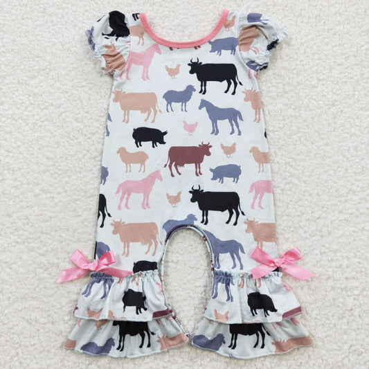 Baby girls farm animal print romper SR0328