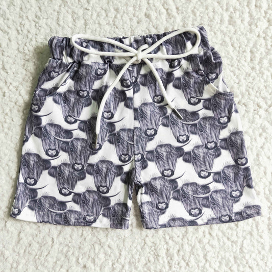 Boys highland cow summer Western shorts SS0001