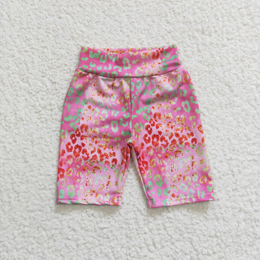 Girls pink leopard print summer biker shorts SS0028