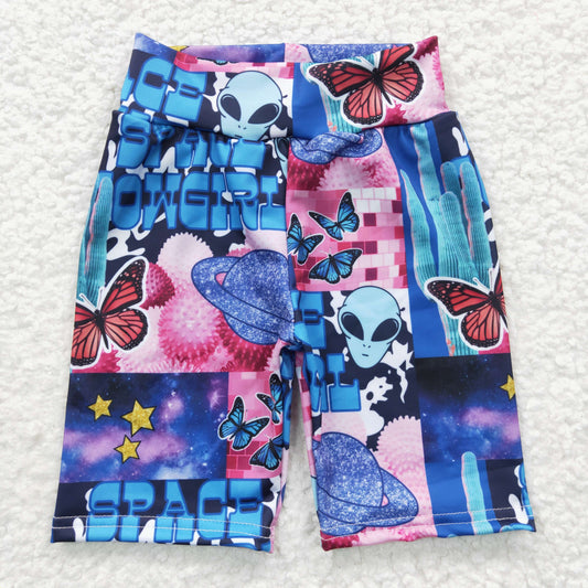 Girls saucer man print summer biker shorts SS0032