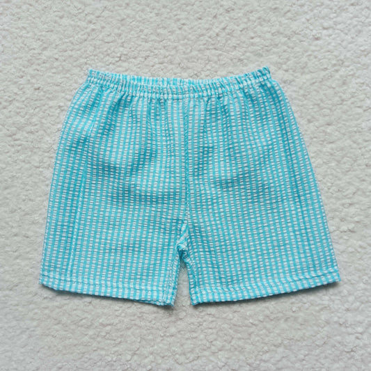 Boys aqua plaid seersucker summer shorts SS0073