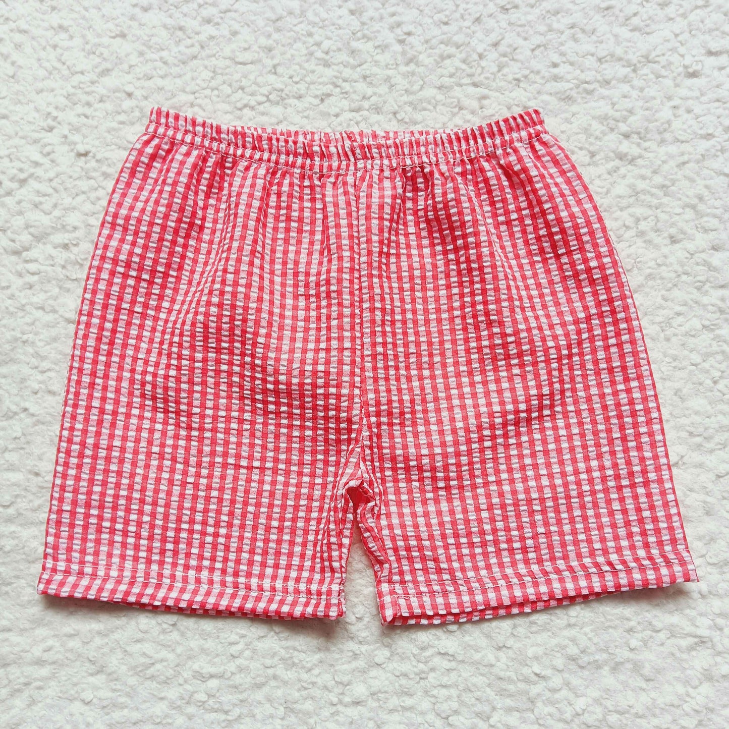 Boys red plaid seersucker summer shorts SS0076