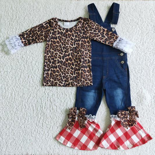 Baby girls suspender denim overall jumpsuit Christmas outfits GLP0235